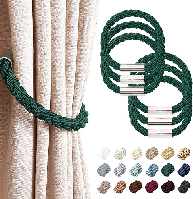 NICEEC 6 Pack Strong Magnetic Curtain Tiebacks Modern Simple Style Drape Tie by NICEEC