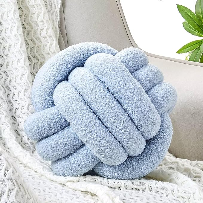 Uvvyui Knot Pillow Ball, Soft Home Decorative Round Throw Pillow, Handmade by Uvvyui