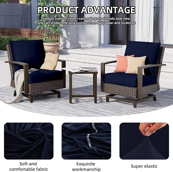8Pcs Outdoor Cushion Covers, Patio Cushion Covers, Stretch Elastic Slipcovers - Image 4