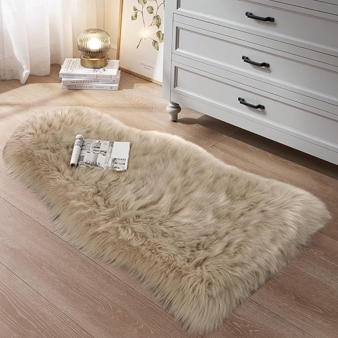 Small Faux Fur Sheepskin Rug 2x4 ft Ultra Soft Chair Sofa Cover Seat Pad - Image 3