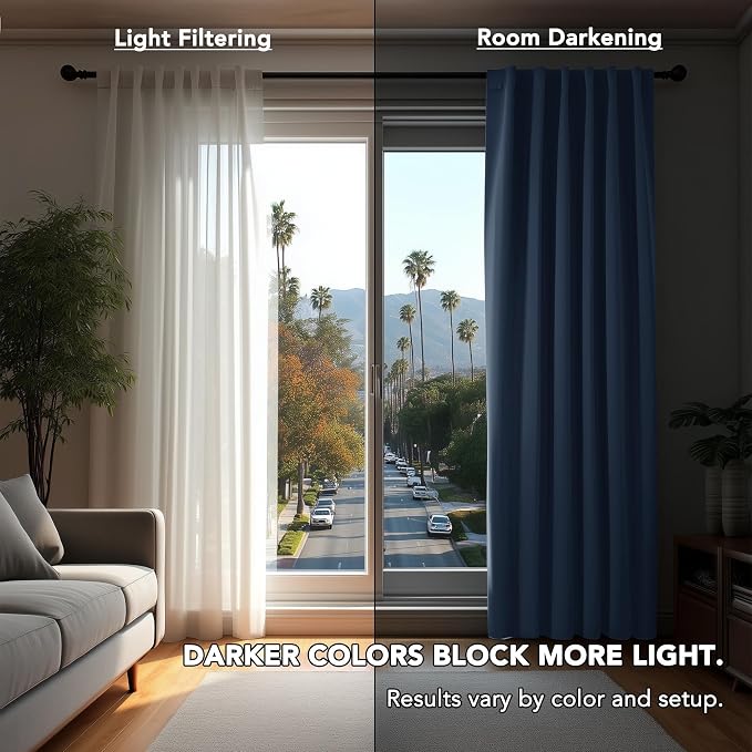 Deconovo Blackout Curtains, Thermal Insulated, W52 x L84 2 Panels, Back Tab - Image 3