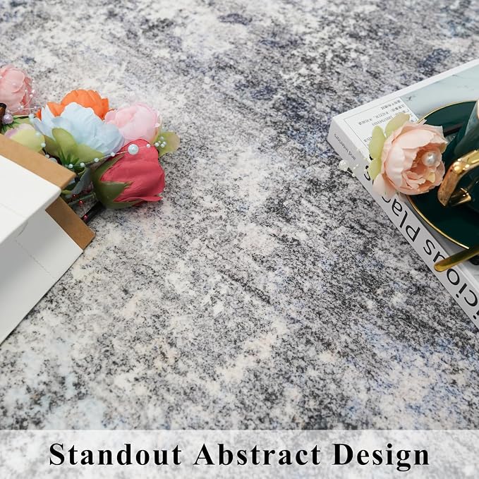 2x6 Non-Slip Washable Kitchen Runner Rug – Modern Coastal Abstract Carpet Runner - Image 9