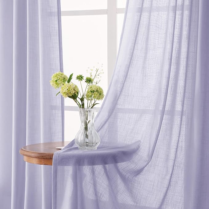 Lavender Purple Linen Curtain 90 Inch Long 2 Panels - Image 3