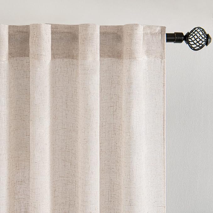 MIULEE Farmhouse Kitchen Curtains 24 Inch Length 2 Panels, Soft Thick Linen - Image 4