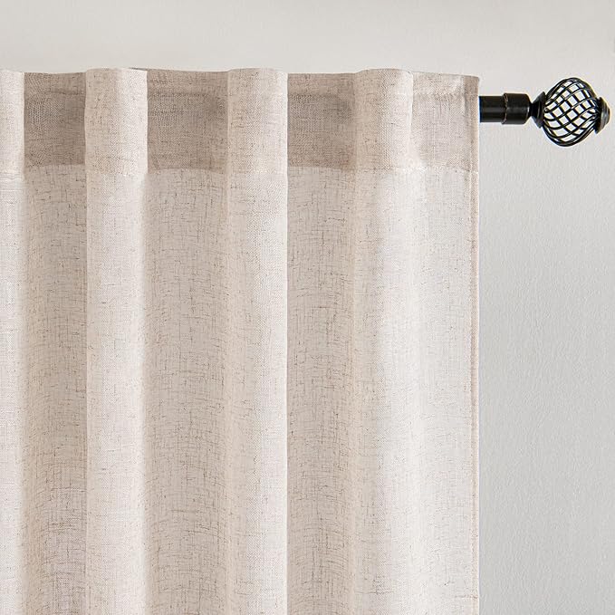MIULEE Farmhouse Kitchen Curtains 30 Inch Length 2 Panels, Soft Thick Linen - Image 4