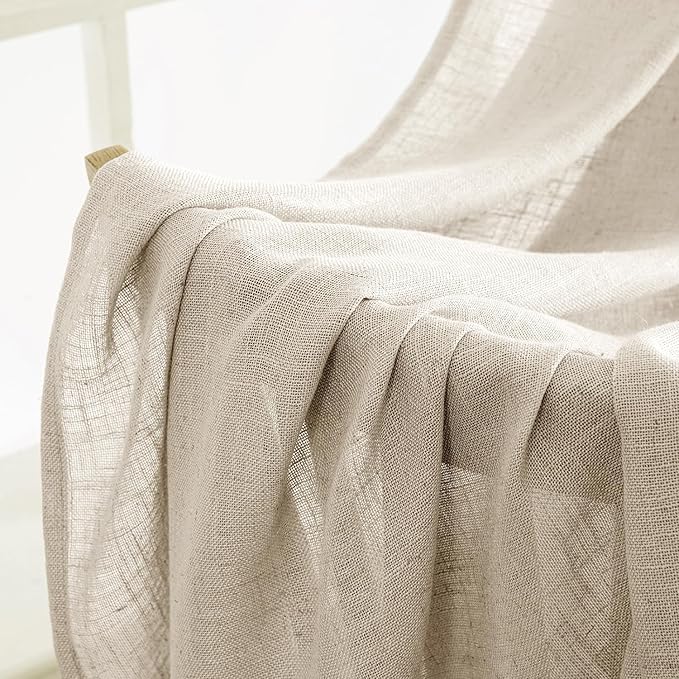 MIULEE Beige Linen Curtains 72 Inch Length 2 Panels - Image 6