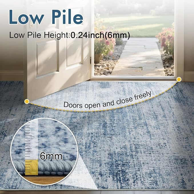 2x6 Ft Washable Runner Rug, Non-Slip Low Pile Hallway Kitchen Area Rug - Image 8