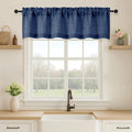 OVZME Navy Blue Valance for Windows, Light Filtering Faux Linen Textured Small by OVZME