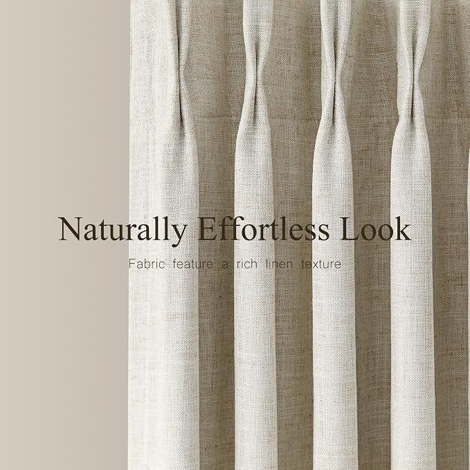 Pinch Pleated Linen Curtains 100% Blackout 84 Inches Long - Image 5