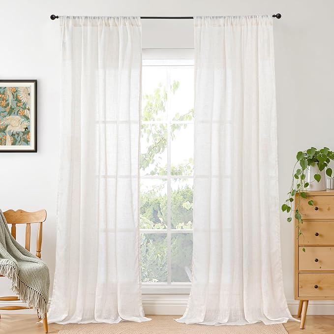 BGment 84 Inches Long Linen Curtains by BGment
