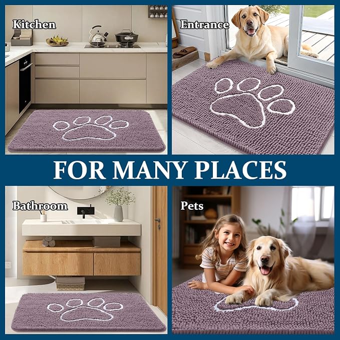 OLANLY Dog Door Mat for Muddy Paws 36x24, Paw Print Design, Absorbs Moisture - Image 8