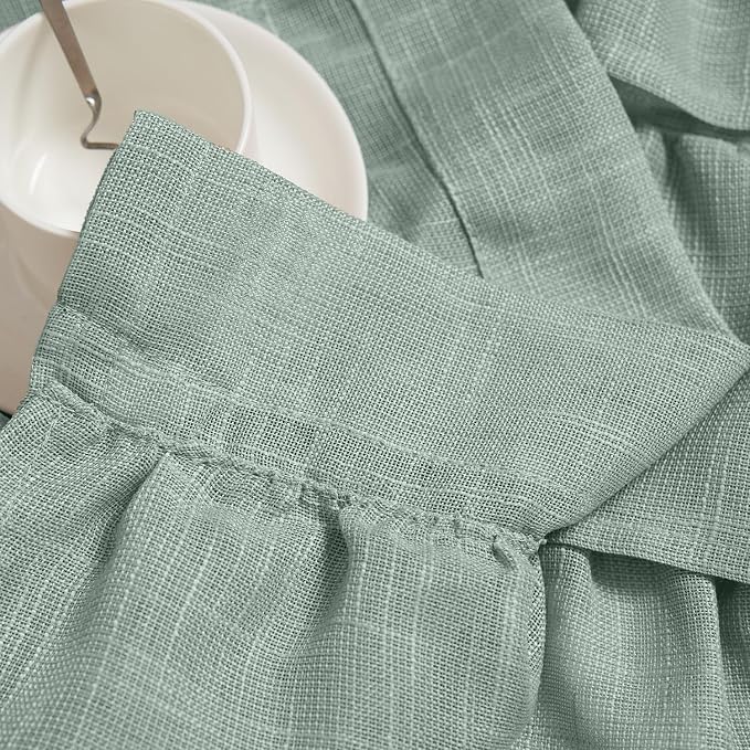 jinchan Ruffled Valance Curtain Slubbed Crossed Kitchen Valance Vintage - Image 9