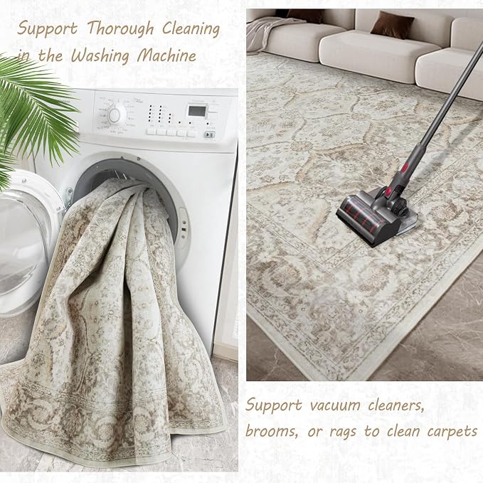 7x9 Machine Washable Non Slip Vintage Area Rugs - Image 5