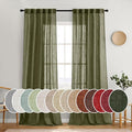 MIULEE Light Olive Green Linen Curtains 96 Inches Long 2 Panels by MIULEE