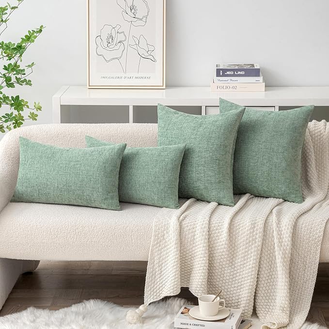 MIULEE Pack of 2 Couch Throw Pillow Covers 20x20 Inch Soft Greyish Green - Image 4