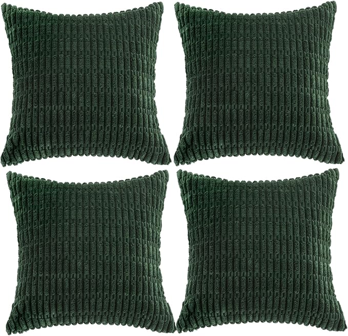 Fancy Homi 4 Packs Hunter Green Decorative Throw Pillow Covers 16x16 Inch by Fancy+Homi