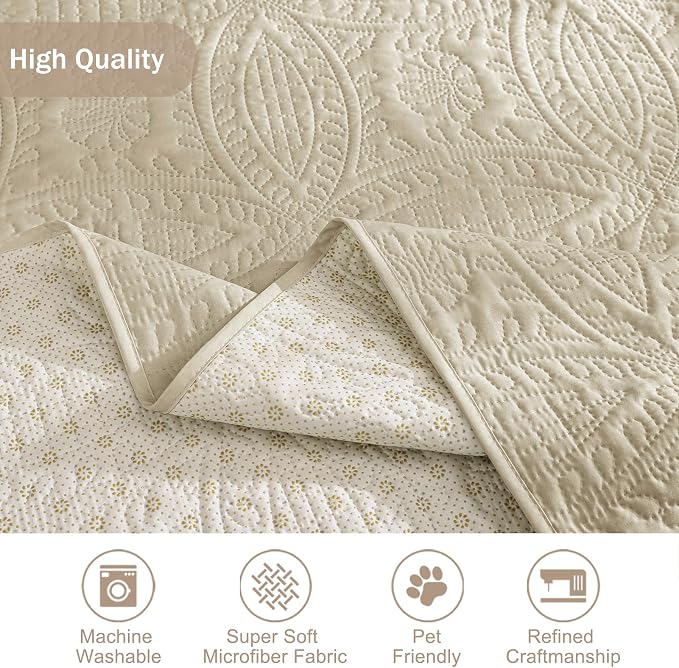 Soft Quilted Couch Cover with Pockets - Image 6