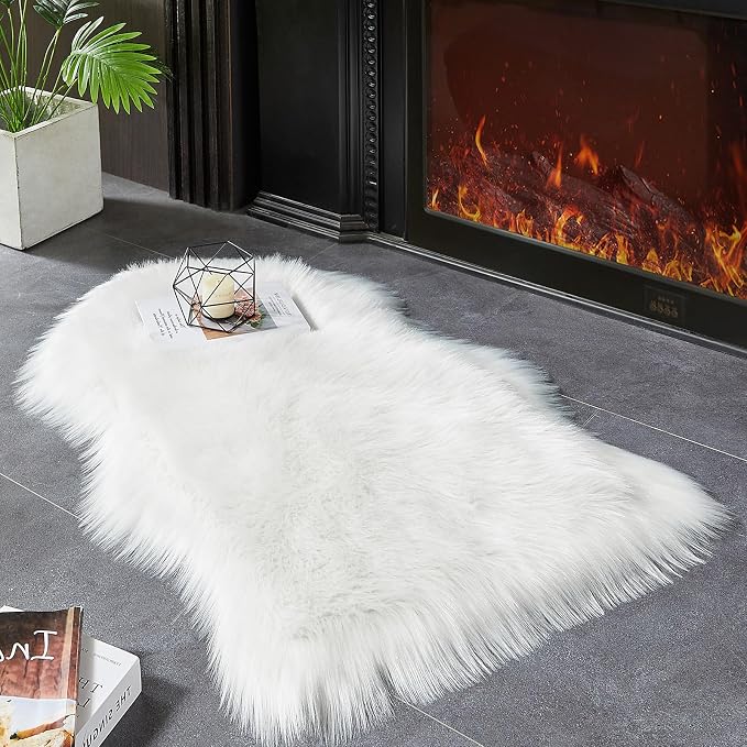 AMTOVO Faux Fur Rug, Fluffy Sheepskin Rug, Fuzzy Ultra Soft 2 x 3 ft Shag Rugs - Image 2