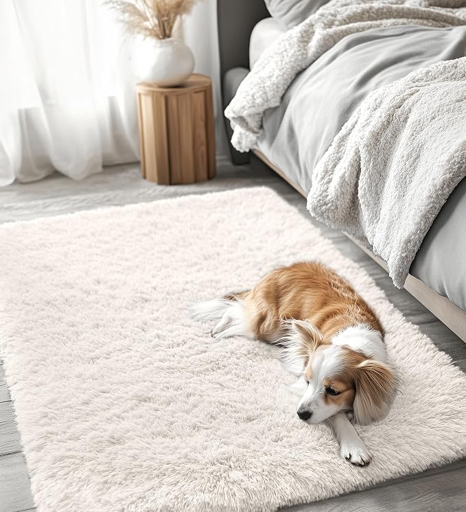 OLANLY 4x5 Machine Washable Accent Rug, Soft Fluffy Shaggy Area Rug - Image 8