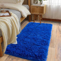 Soft Runner Rugs for Bedroom Hallways, 2x4 Royal Blue Fluffy Shag Throw Area by Ailyei