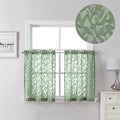 Lecloud Leia Sage Green Valance Sheer Cafe Curtains 24 Inch Length 2 Packs by Lecloud