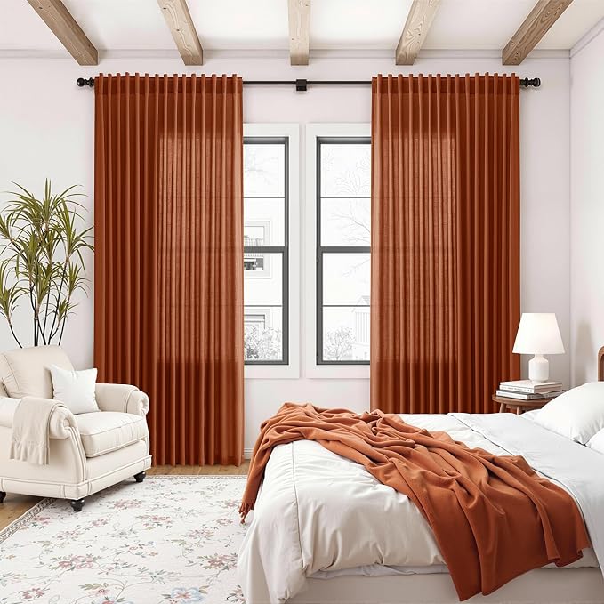Nanspring Extra Wide Terracotta Curtains - Image 8