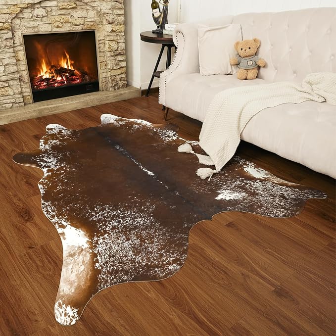 AROGAN Western Decor Faux Fur Cowhide Rug, 6.2x7 Feet Premium Animal Skin Cow - Image 7