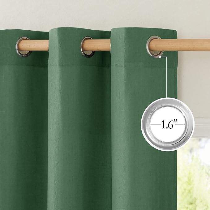 NICETOWN Olive Green Linen Kitchen Window Curtains Over Sink, Grommet Thick - Image 2