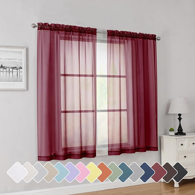 Simplebrand Rod Pocket Top Solid Voile Sheer Curtains by Simplebrand