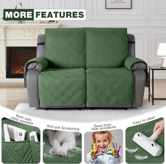 TAOCOCO 100% Waterproof Loveseat Recliner Covers 2 Seater, Split Loveseat Covers - Image 6