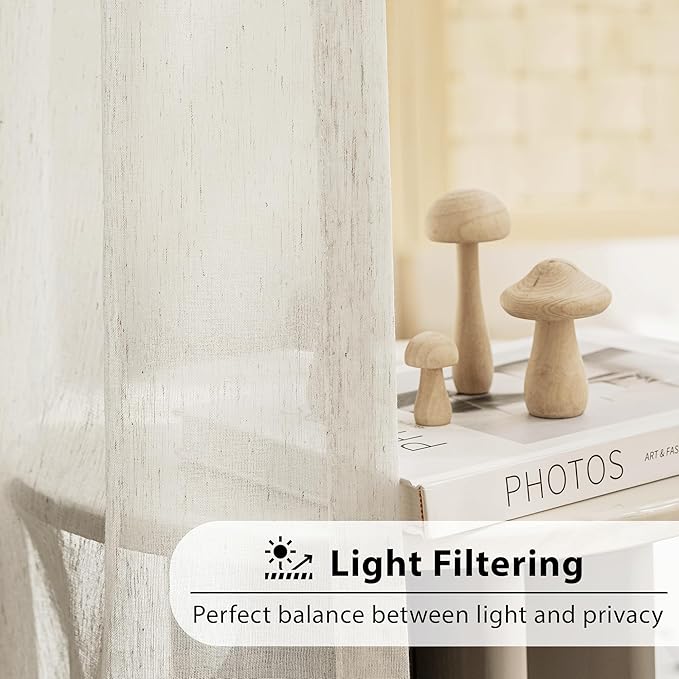 FMFUNCTEX Linen Sheer Sliding Door Curtains - Image 3