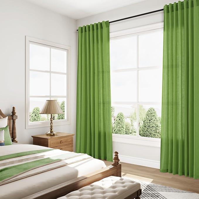 Lime Green Curtains 63 Inches Long 2 Panel Sets - Image 8