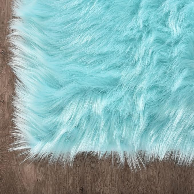 Latepis Blue Rugs for Living Room 5x6.7 Faux Sheepskin Fur Area Rug for Bedroom - Image 5