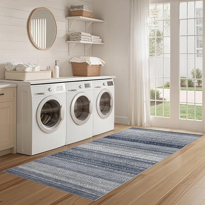 Nakagishi Area Rug Living Room Rugs: 2X6 Machine Washable Boho Large Neutral - Image 6