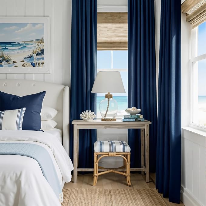 RYB HOME Navy Blue 100% Blackout Curtains - Image 2