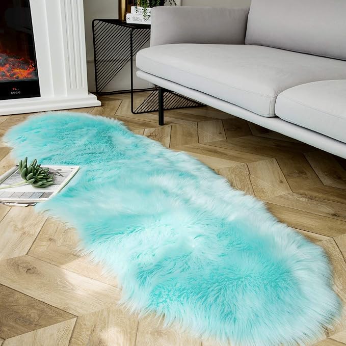 Ashler faux fur rug, Fluffy Shaggy Area Rug Ultra Soft 2 x 6 Feet Sheepskin Fur - Image 3