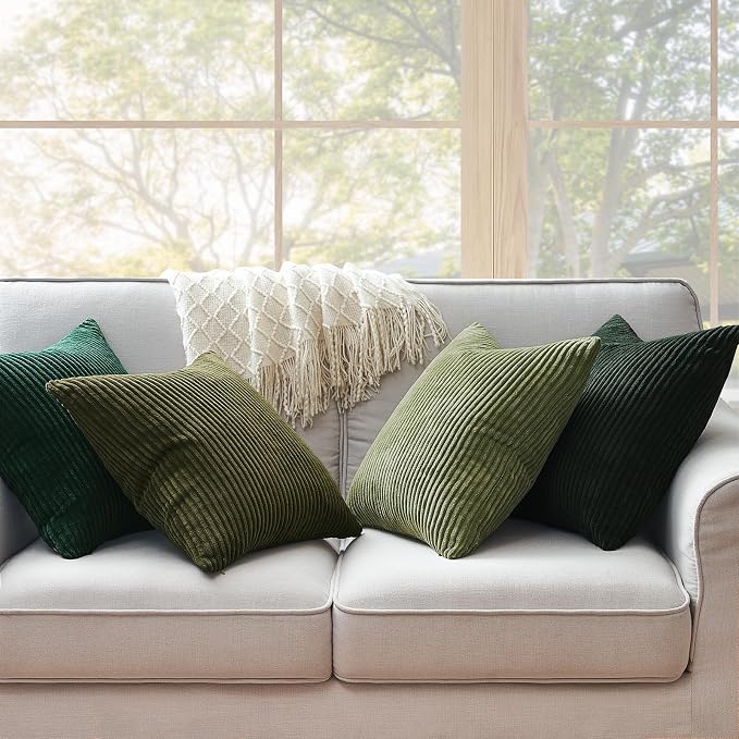 Topfinel Dark Green Euro Shams Decorative Throw Pillow Covers 22x22 Inch Set of - Image 4