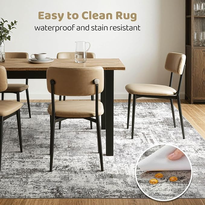 LOONGRUG 6x8 Area Rug Washable Neutral Modern Living Room Rugs Grey Black | - Image 6