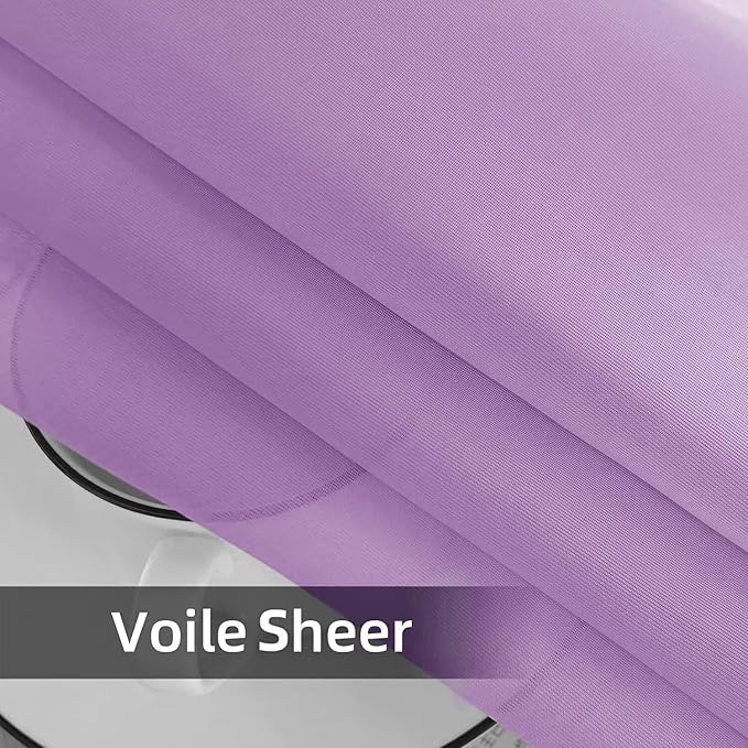 youleyar Solid Sheer Rod Pocket Curtain Voile Draperies 2 Panels White Beige - Image 6