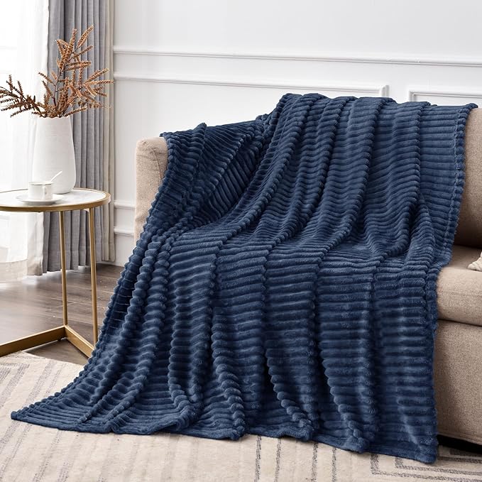 BEDELITE Fleece Throw Blanket for Couch – 3D Ribbed Jacquard Soft and Warm - Image 4