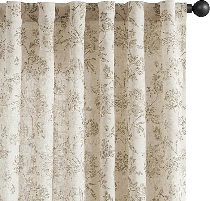 jinchan Linen Floral Curtains for Living Room by JINCHAN