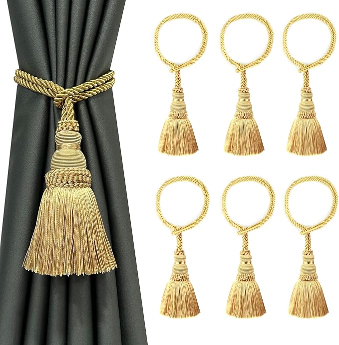 Fenghuangwu 6 Pack Curtain Tie Backs Rope Tassels by fenghuangwu