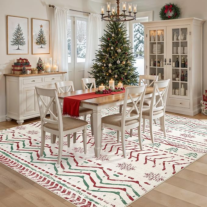 Nakagishi Christmas Rugs: 8x10 Washable Boho Large Neutral Soft Rug Stain - Image 3