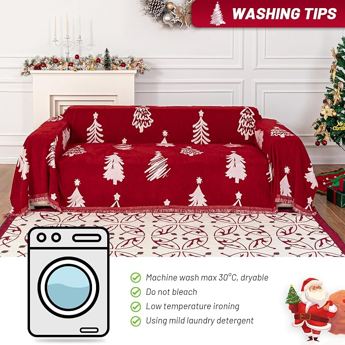 MYSKY HOME 71"X118" Loveseat Christmas Couch Cover, Sectional Sofa Covers Sofa - Image 5
