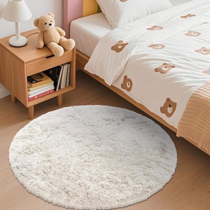 OLANLY Ivory Round Rugs for Bedroom - Image 3