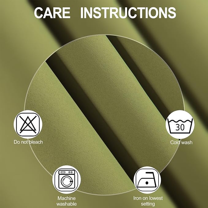 LEMOMO Blackout Curtains 52 x 120 Inch Long Olive Green Curtains Set of 2 - Image 4
