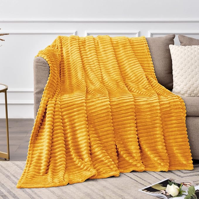 BEDELITE Fleece Blanket Twin Size – 3D Ribbed Jacquard Soft and Warm Decorative - Image 2