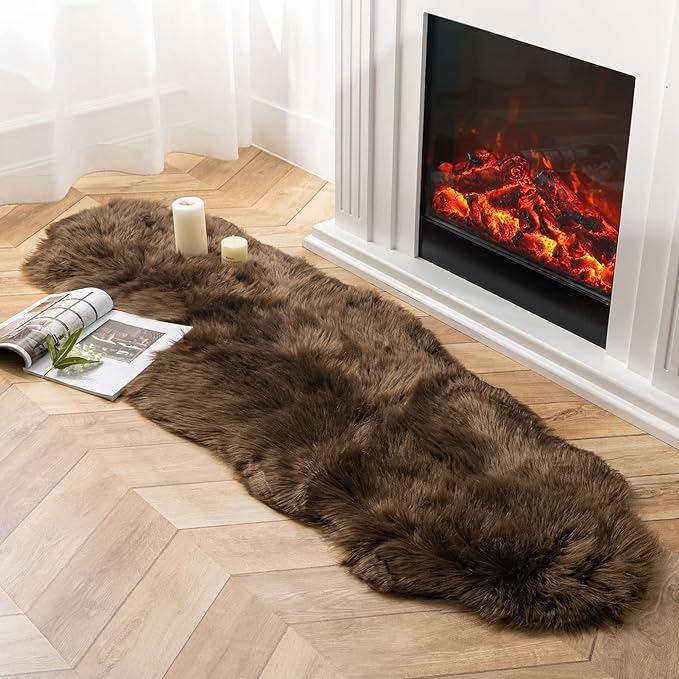 Ashler Faux Fur Rug, Fluffy Shaggy Area Rug Ultra Soft 2 x 6 Feet Sheepskin Fur by AshlerHomeDeco