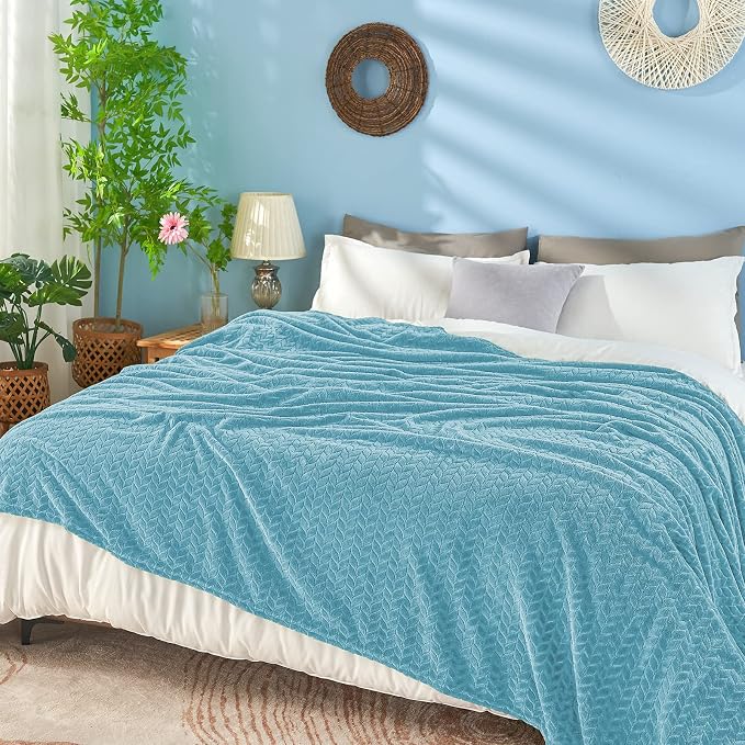 inhand Blue Throw Blanket, Super Soft Flannel Cozy Blankets & Throw - Image 5