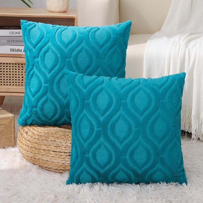 decorUhome Summer Throw Pillow Covers 20x20 Inch Set of 2, Soft Plush Faux Wool - Image 9